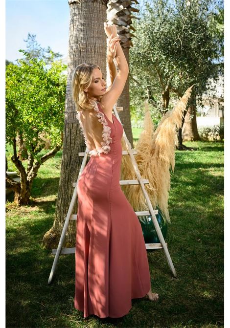 Long dress with organza stole and flower applique MISS MAX MISS MAX | dress | 6417 3944048